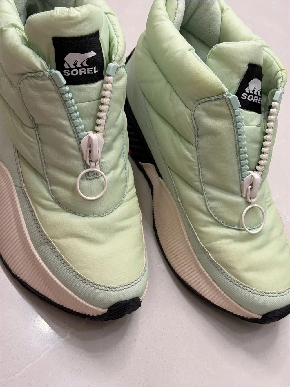 SOREL Out N About III Puffy Zip Sea Sprite Green Waterproof Winter Boots 8.5